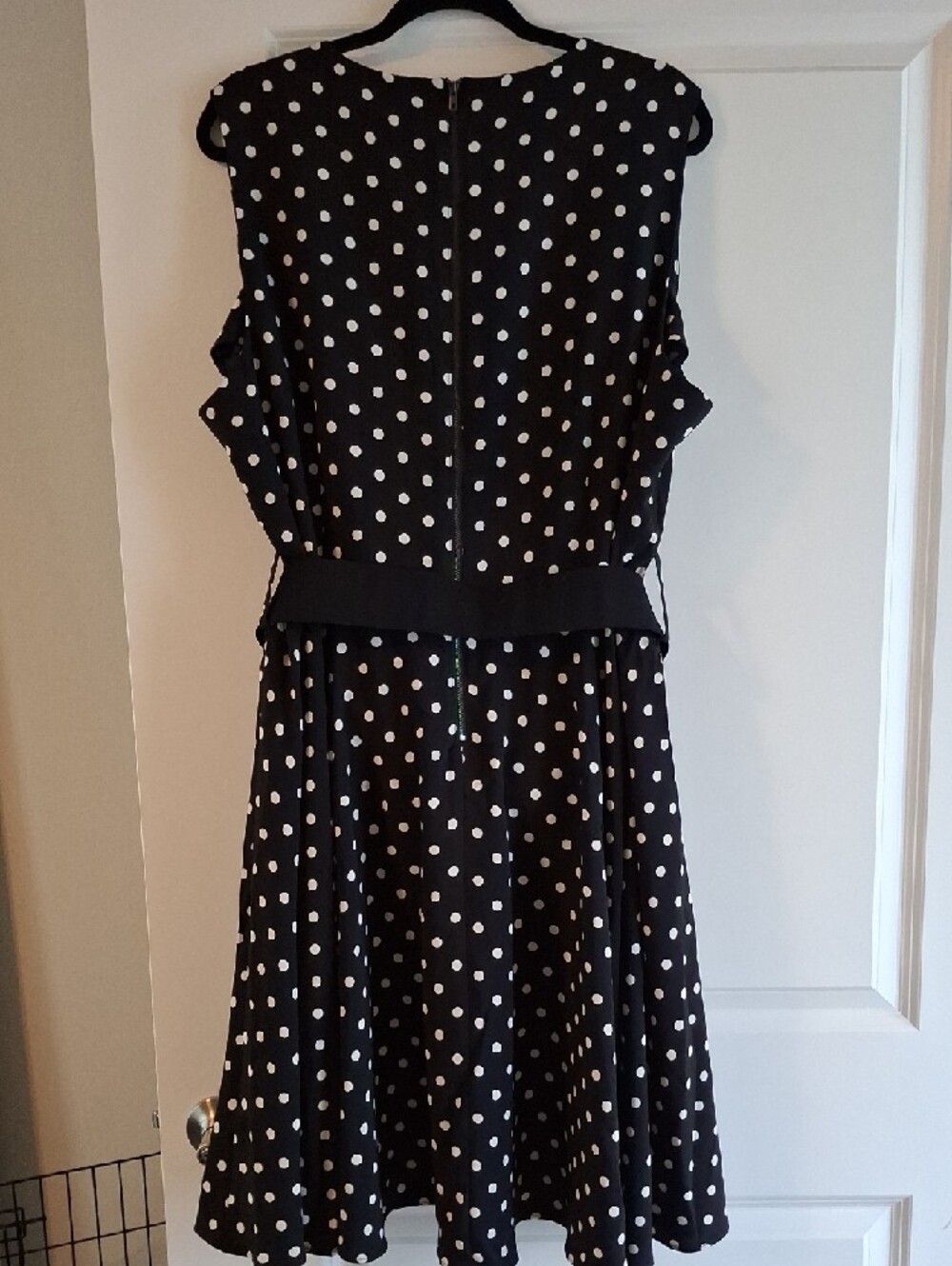 City Chic Black and White Polka Dot Dress With Belt - Picture 6 of 7